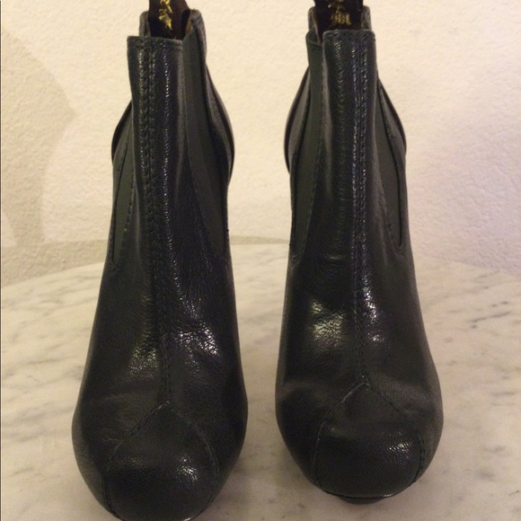 L.A.M.B Black Leather Ankle Platform Booties. Round Toe Wm Sz 7 M - Picture 4 of 15